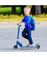 Gymax Folding Adjustable Height Kids Toy Kick Scooter Rear Brake 2 Flashing Wheels Pink