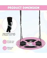 Hongge 40 Inches Saucer Tree Swing Round with Adjustable Ropes and Carabiners