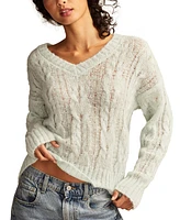Lucky Brand Women's Cable-Knit Mohair V-Neck Sweater