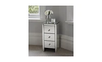 Slickblue S Mirrored Glass Bedside Table with Three Drawers - Elegant Nightstand for Bedroom Storage