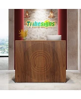 Tribesigns 47 inch Retail Counter,Modern Front Desk Reception Room Table with Cable Grommet,Reception Counter