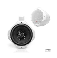 Pyle 8" Marine Wakeboard Tower Speakers - 300W Waterproof, Dual Bullet Style, White (PLMRW85
