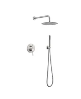 Flynama 2-Handle 1-Spray Round Faucet with 10 in. Rain Shower Headand Handheld Shower Head Set Valve Included