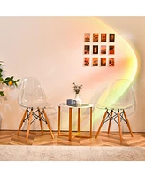 Inolait Set of 4 Dining Chairs Modern Plastic Shell Side Chair with Clear Seat and Wood Legs
