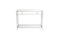 Slickblue Toughened Glass Panel Console Table Sleek and Sturdy Accent for Entryway or Living Room Decor