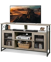 Wlive Tv Stand 55 inch TvTall Entertainment Center with Storage Farmhouse Industrial TV Console for Bedroom Living Room