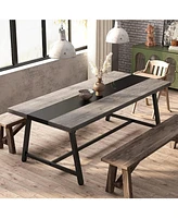 Tribesigns Dining Table for 8 People, 70.87-inch Rectangular Wood Kitchen Table with Strong Metal Frame, Industrial Large Long Dining Room Table for B