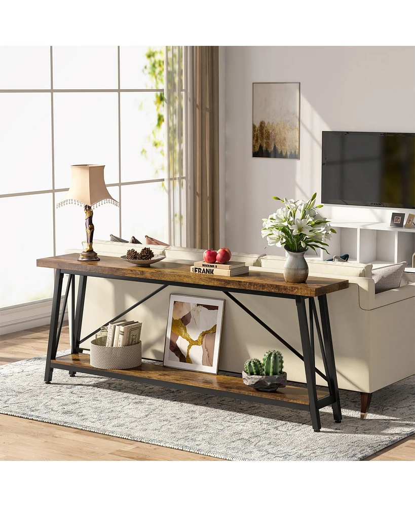 Tribesigns Industrial Entry Console Table,70.9 Inches Extra Long Sofa Table Behind Couch