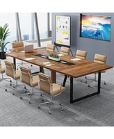 Tribesigns 94.49 L x 47.24 W x 29.53 H Inches Large Meeting Table/Podcast Table for 10 People, Business Style Wooden Training Table with Strong Metal