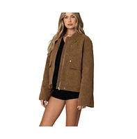 Edikted Women's Annabelle Oversized Faux Suede Jacket