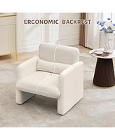 gaomon Modern Accent Chair, Chenille Upholstered Single Sofa Chair with Arms and Waist Pillow, Comfy Reading Armchair for Bedroom, Living Room, Office