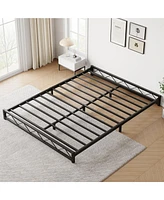 gaomon Full Size Bed Frame, Metal Low Platform Bed Frame, with Wavy Pattern, Metal Slat Support