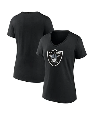 Fanatics Women's Black Las Vegas Raiders Icon Primary Logo V-neck T-shirt