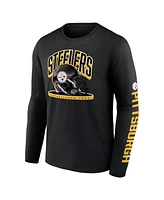 Fanatics Men's Black Pittsburgh Steelers Helmet Platform Long Sleeve T-shirt