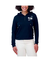 Wear by Erin Andrews Women's Navy Dallas Cowboys Waffle-Knit Pullover Hoodie