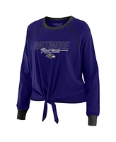 Wear by Erin Andrews Women's Purple Baltimore Ravens Tie-Front Long Sleeve T-Shirt