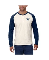 Fanatics Men's White/Navy Dallas Cowboys Raglan Henley Long Sleeve T-Shirt