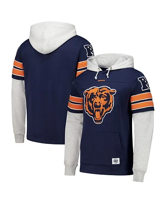 '47 Brand Navy Chicago Bears Double Header Blitz Cornerback Pullover Hoodie