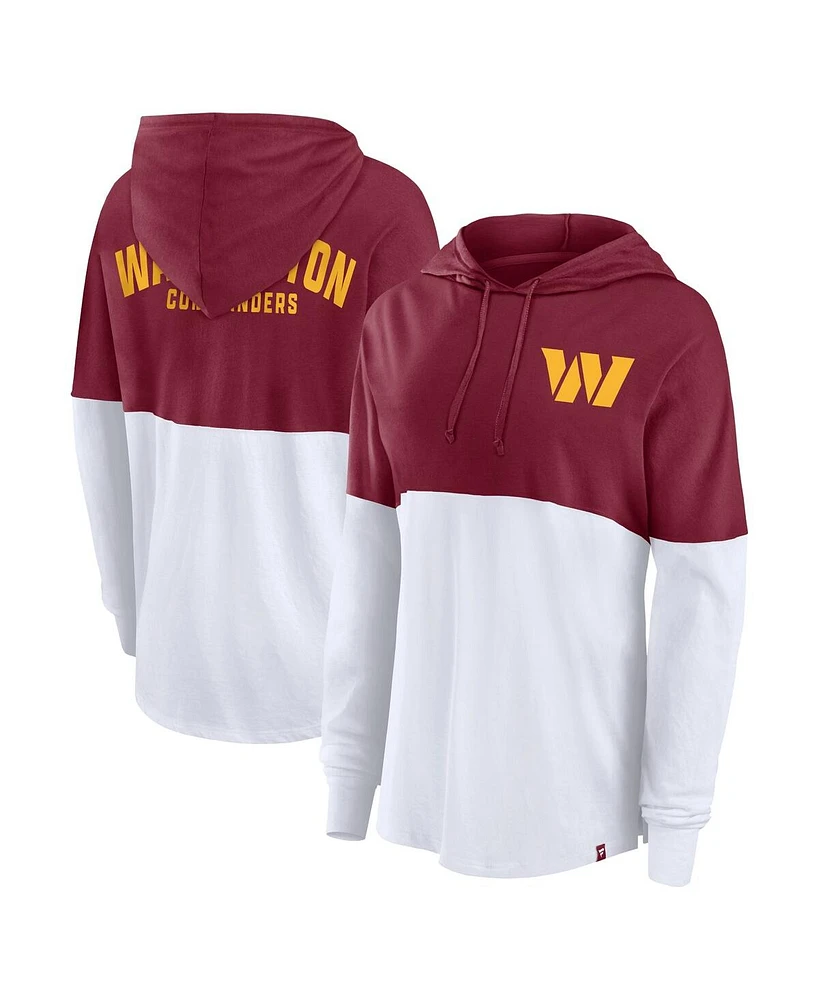 Fanatics Women's Burgundy/White Washington Commanders Backup Option Long Sleeve Hoodie T-Shirt