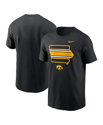 Nike Men's Black Iowa Hawkeyes Campus State Shape T-Shirt