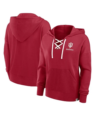 Fanatics Women's Crimson Indiana Hoosiers Heritage Original Script Lace-Up Pullover Hoodie