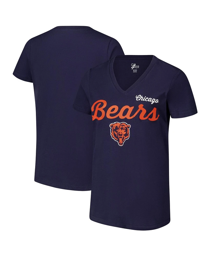 G-iii 4Her by Carl Banks Women's Navy Chicago Bears Post Season V-Neck T-Shirt