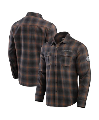 Fanatics Men's Charcoal Pittsburgh Steelers Classic Flannel Long Sleeve Button-Up Shirt