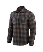 Fanatics Men's Tan/Charcoal Milwaukee Brewers Classic Flannel Long Sleeve Button-Up Shirt