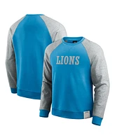 Fanatics Men's Blue/Heather Gray Detroit Lions Colorblock Pullover Sweatshirt