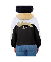 Wear by Erin Andrews Women's Black Purdue Boilermakers Color-Block Full-Zip Hoodie