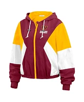 Wear by Erin Andrews Women's Burgundy Washington Commanders Color Block Full-Zip Windbreaker Jacket