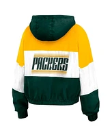 Wear by Erin Andrews Women's Green Bay Packers Color Block Full-zip Windbreaker Jacket