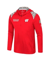 Colosseum Men's Red Wisconsin Badgers Oht Military Appreciation Quarter-Zip Hoodie Jacket