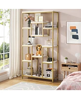 Tribesigns 71” Tall Bookshelf with Metal Frame and Open Display Shelf,Bookcases and Bookshelves