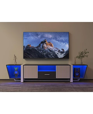 Slickblue Tv Console with Large Storage Cabinets Spacious Entertainment Center for Organizing Media and Accessories