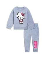 Hello Kitty Toddler Girls Velour Drop Shoulder Sweatshirt and Jogger Pants Outfit Set