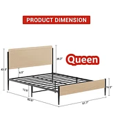 gaomon Queen Bed Frame with Rattan Headboard