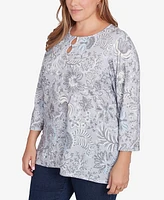 Hearts of Palm Plus Blue My Mind Tunic Top