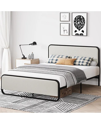 gaomon Queen Bed Frame with Upholstered Headboard and Footboard, Heavy Duty Platform Metal