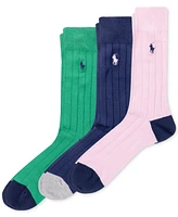 Polo Ralph Lauren Men's Socks, Soft Touch Ribbed Heel Toe 3 Pack