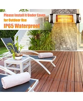 Gymax Wall-Mounted Electric Heater Patio Infrared Heater W/ Remote Control