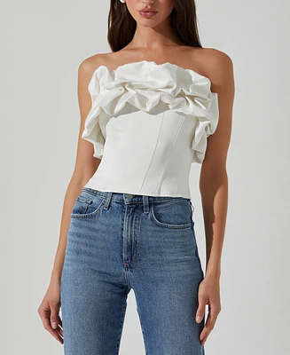 Astr the Label Women's Sarahi Ruffled Strapless Top