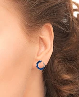 Blue Spinel (1-1/5 ct. t.w.) & Lab Grown White Sapphire (1/20 ct. t.w.) Marquise Spiral Hoop Earrings in Sterling Silver , 0.67"