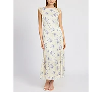 En Saison Women's Petra Floral Lace-Trim Maxi Dress