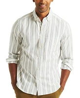 Nautica Men's Striped Button Down Long Sleeve Shirt