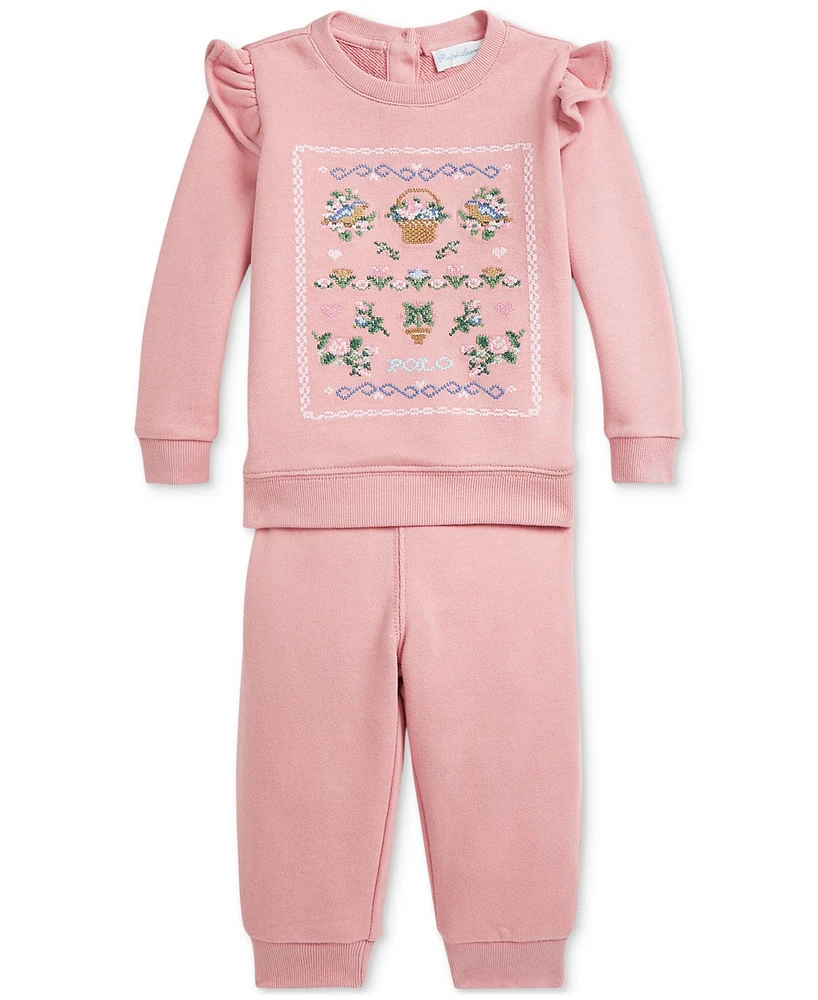 Polo Ralph Lauren Baby Ruffled Fleece Sweatshirt & Pants Set