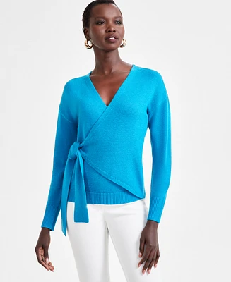 I.n.c. International Concepts Women's Surplice Wrap Sweater, Created for Macy's