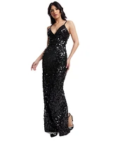 Dress the Population Women's Cammie Plunge Sequin Gown