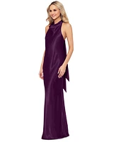 Betsy & Adam Women's Halter-Neck Sleeveless Satin Gown