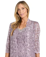 R & M Richards Women's 2 Pc. Sequin-Lace Scalloped Jacket Dress